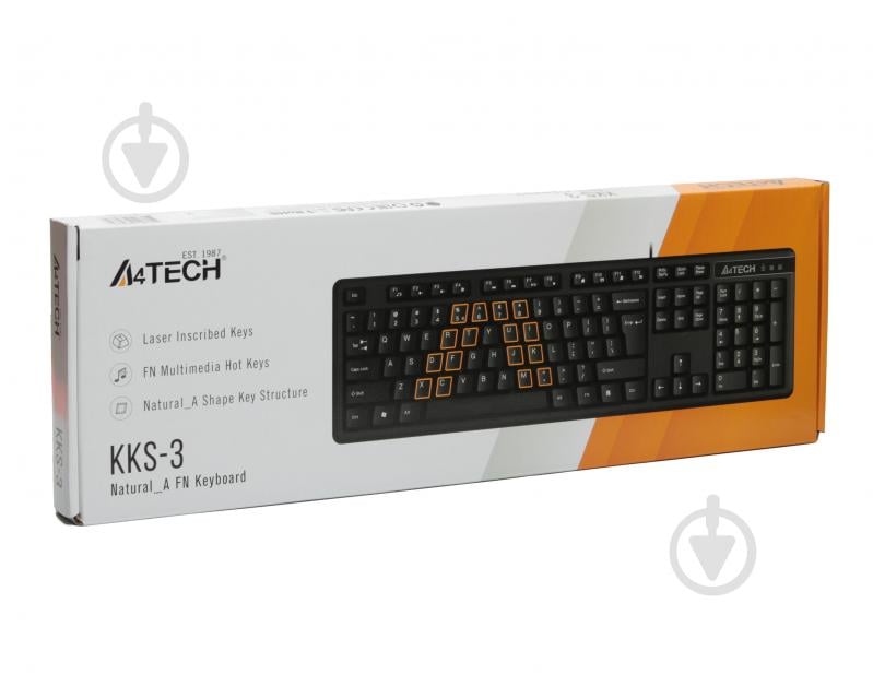 Клавіатура A4Tech (KKS-3 USB (Black)) USB, Comfort Key black - фото 4