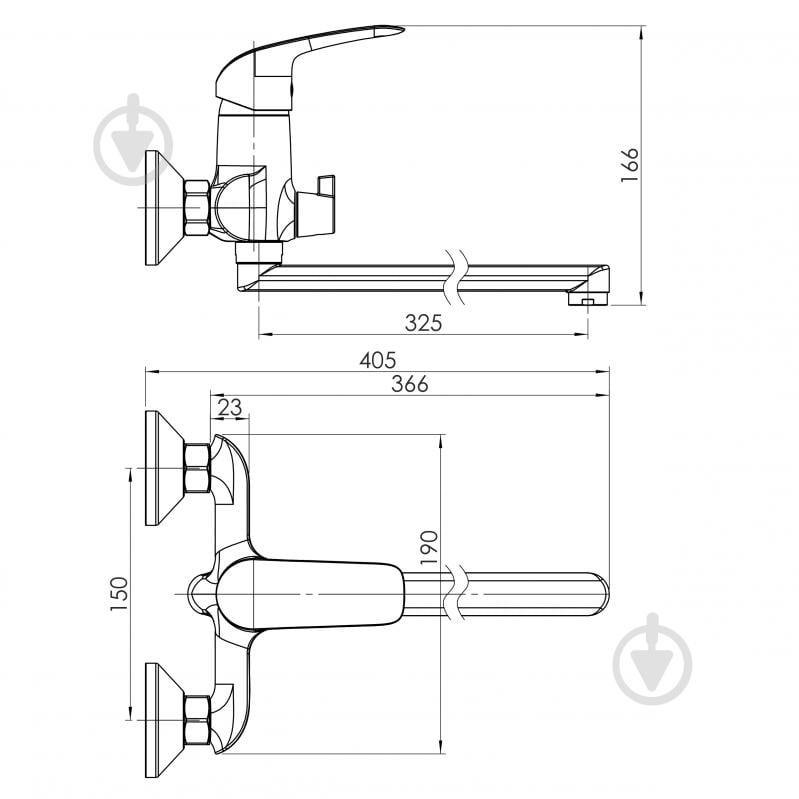 Смеситель для ванны RJ VIVO L-вилив, хром - фото 3