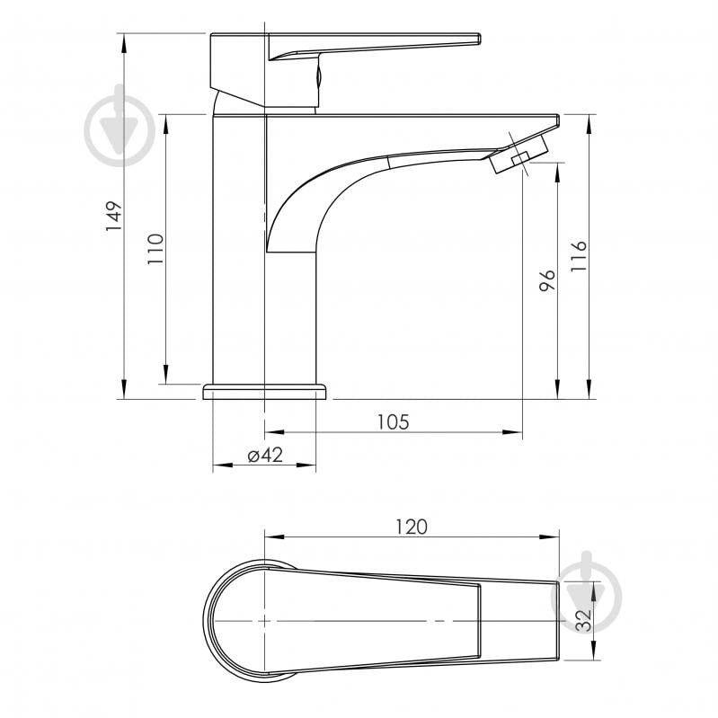 Смеситель для умывальника RJ CRETA, хром, 35 мм - фото 2 Смеситель для умывальника RJ CRETA, хром, 35 мм - фото 2