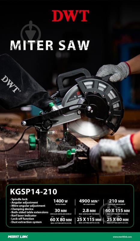 Пила торцовочная DWT KGSP14-210 - фото 2