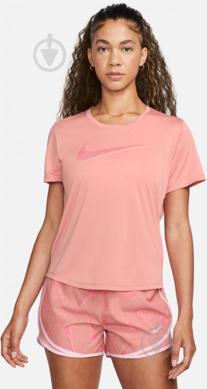 Футболка Nike W NK DF SWOOSH HBR SS TOP FB4696-618 р.M розовый - фото 1