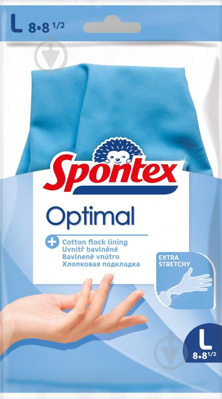 Перчатки латексные SPONTEX OPTIMAL стандартные крепкие р. L 1 пар/уп. - фото 1