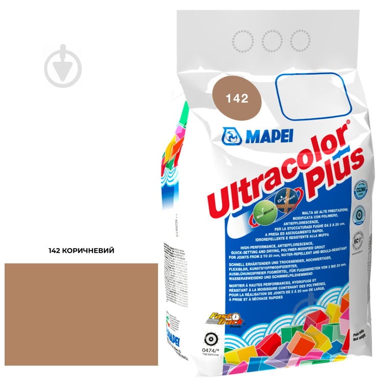 Затірка для плитки Mapei Ultracolor Plus 142 5 кг коричневий - фото 1