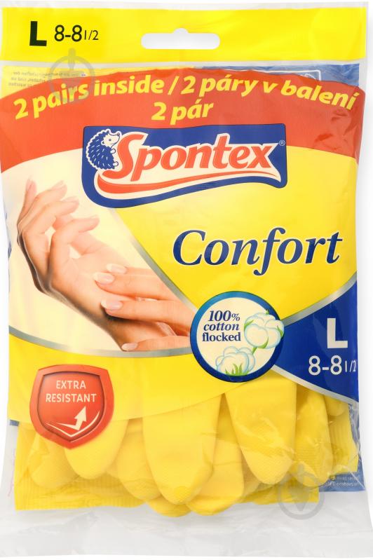 Перчатки латексные SPONTEX CONFORT стандартные р. L 2 пар/уп. - фото 1