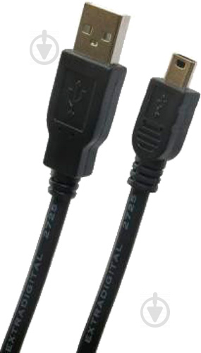 Кабель EXTRADIGITAL USB 2.0 AM / mini USB B 28 AWG Hi-Speed 1,5 м чорний (KBU1628) - фото 1