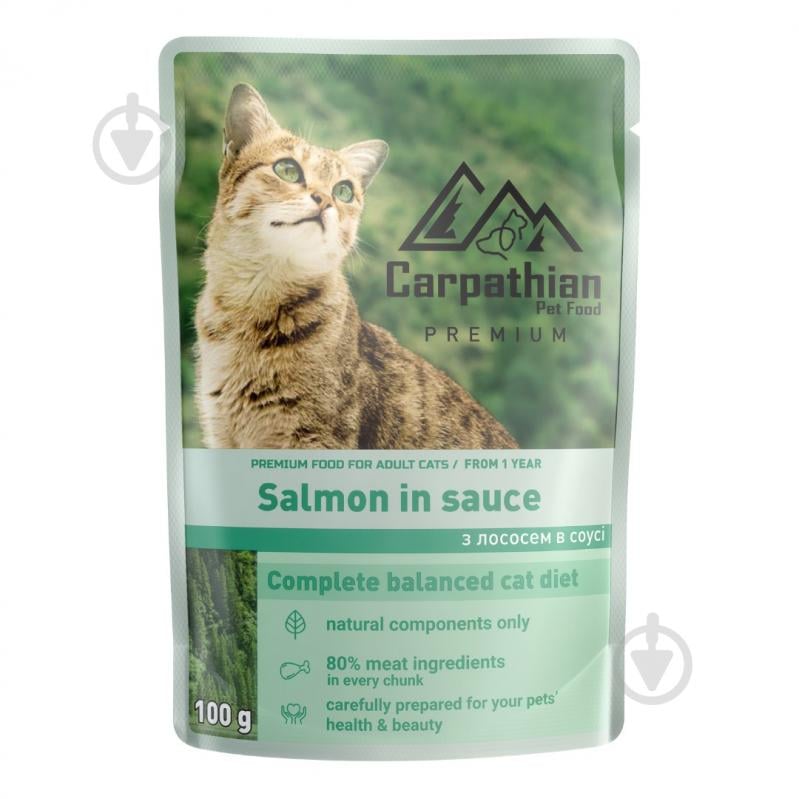 Корм для котів Carpathian Pet Food лосось в соусі 100 г - фото 1