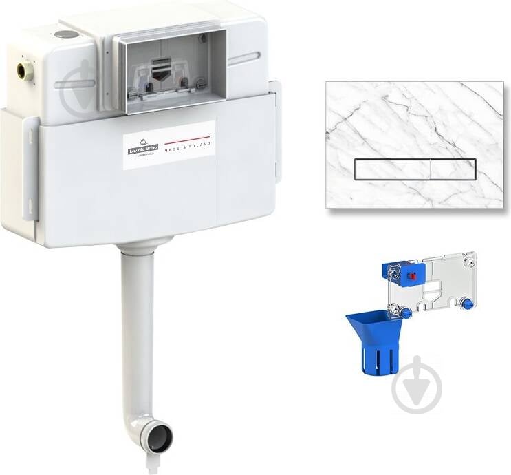 Смывной бачок скрытого монтажа 3 в 1 с диспенсером, кнопкой RelFix 77030081 (клавиша из камня) - фото 1