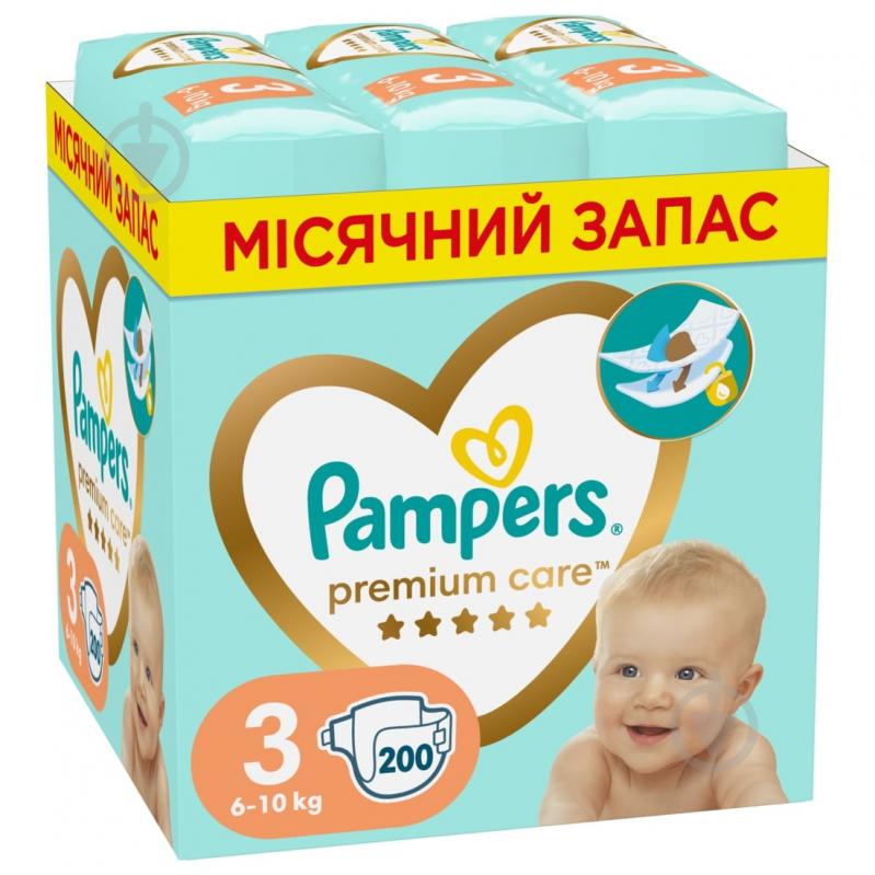 Подгузники Pampers Premium Care 3 6-10 кг 200 шт. - фото 1