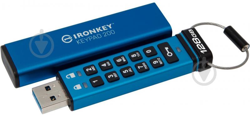 Флешпам'ять Kingston IronKey Keypad 200 128 ГБ USB 3.2 blue (IKKP200/128GB) - фото 2