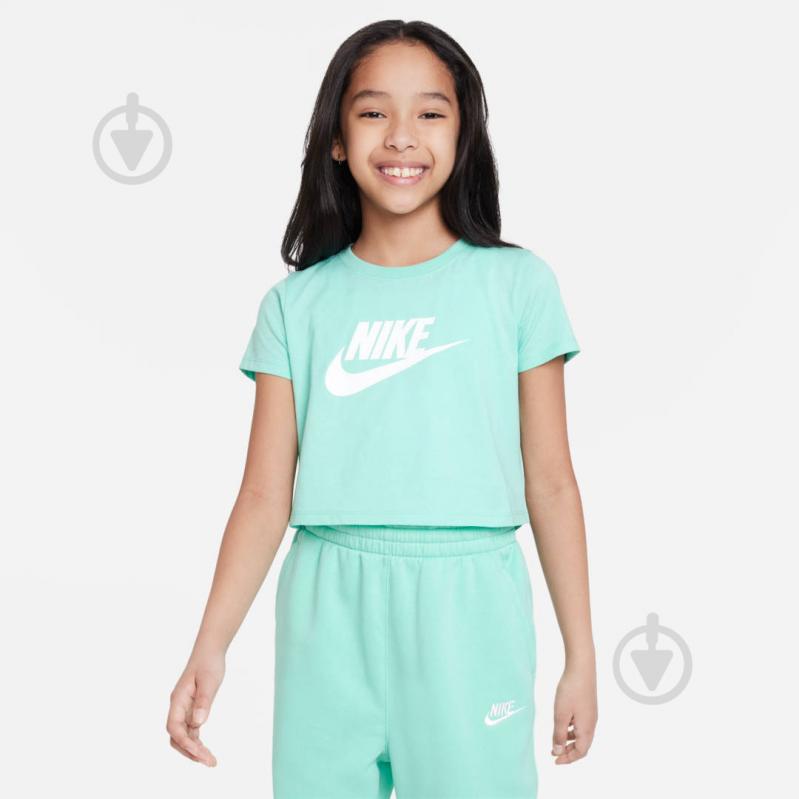 Футболка Nike G NSW TEE CROP FUTURA DA6925-349 р.XS бірюзовий - фото 1