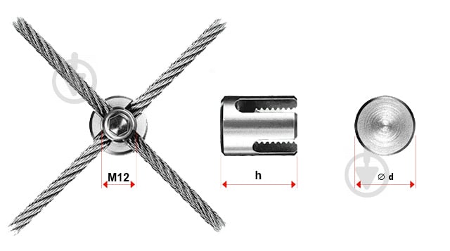 Затискач для тросу циліндричний хрестовий нерж А4 2 мм - фото 6