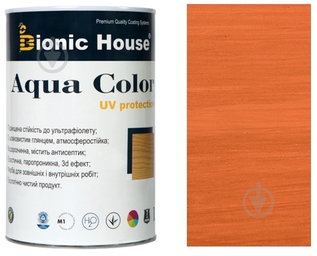 Лазур Bionic House лесуюча універсальна Aqua Color UV protect рябіна шовковистий мат 0,8 л - фото 1