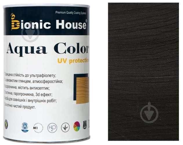 Лазур Bionic House лесуюча універсальна Aqua Color UV protect чорний шовковистий мат 0,8 л - фото 1