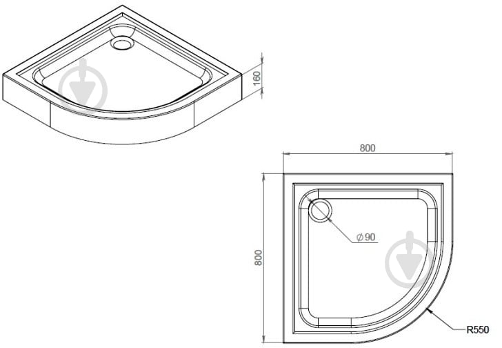 Поддон душевой AM.PM Gem W90T-401-080W 80х80 см с сифоном - фото 2