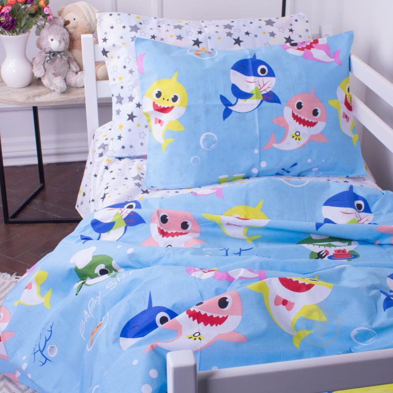 Комплект постельного белья MirSon 143х210 см Kids Time 17-0522 Sharks are fun Бяз разноцветный - фото 6