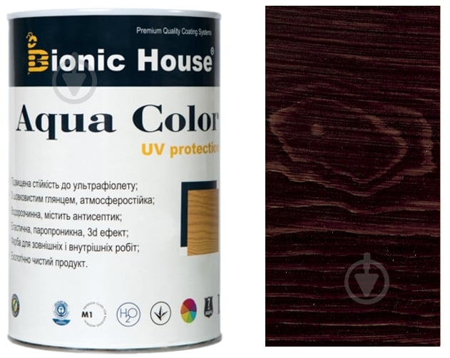 Лазурь Bionic House лессирующая универсальная Aqua Color UV protect розовое дерево шелковистый мат 0,8 л - фото 1