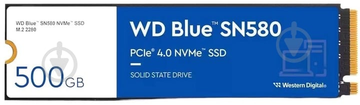 SSD-накопичувач WD Blue SN580 500GB M.2 PCI Express 5.0 x4 3D NAND (WDS500G3B0E) - фото 1