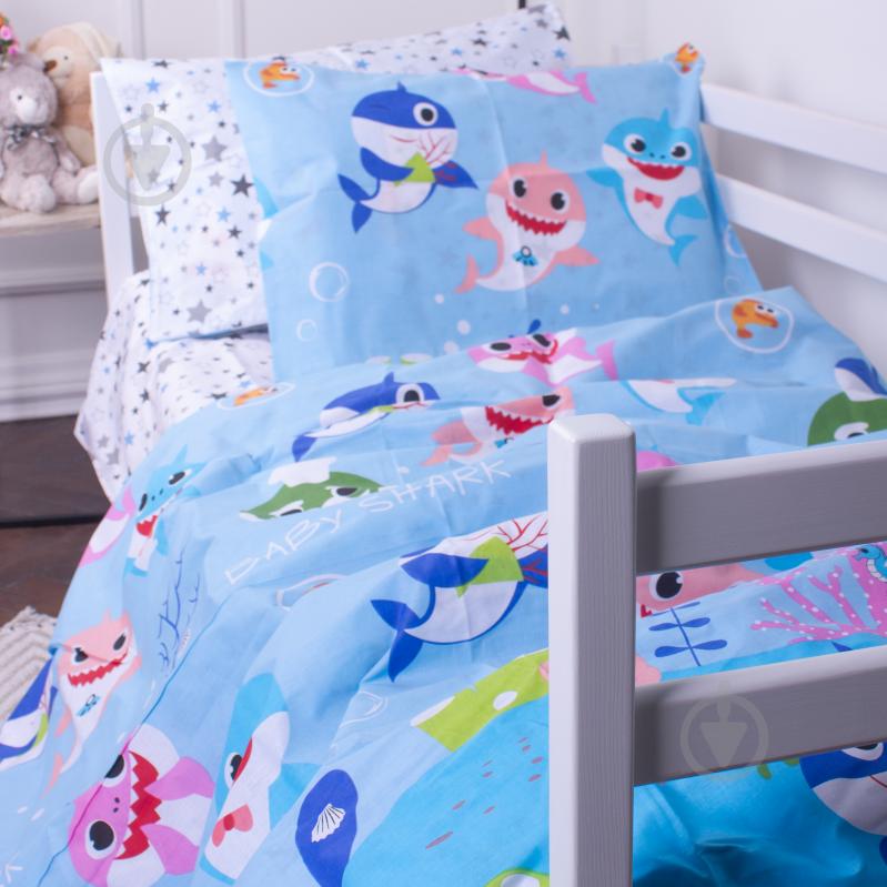 Комплект постельного белья MirSon 143х210 см Kids Time 17-0521 Sharks blue Бязь разноцветный - фото 1