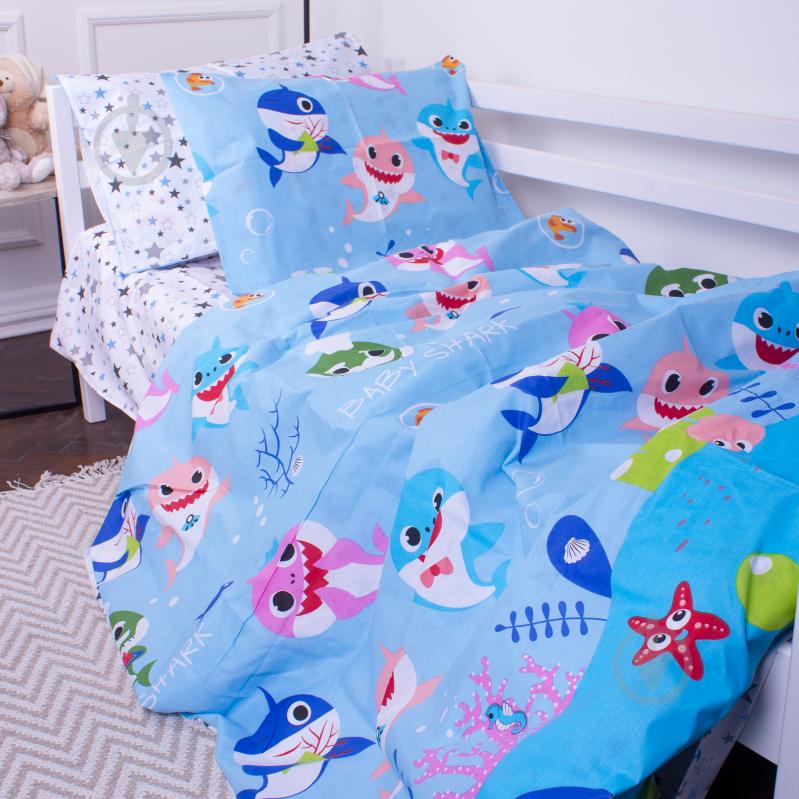 Комплект постельного белья MirSon 143х210 см Kids Time 17-0521 Sharks blue Бязь разноцветный - фото 2