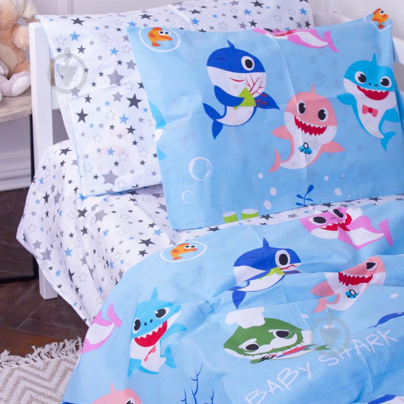 Комплект постельного белья MirSon 143х210 см Kids Time 17-0521 Sharks blue Бязь разноцветный - фото 3