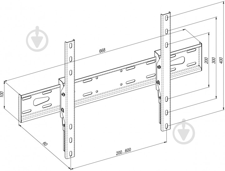 Крепление для телевизора KSL WMO-8261N наклонные 40"-80" - фото 2