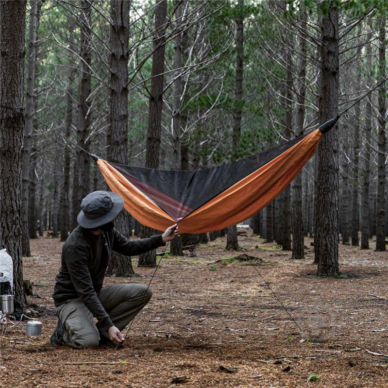 Гамак Naturehike одномісний із маскитною сіткою та тентом Shelter camping NH20ZP092, 75D pongee, 316x помаранчевий - фото 5