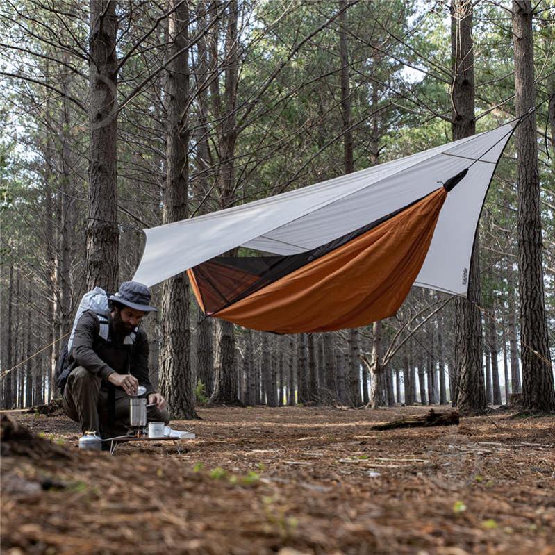 Гамак Naturehike одномісний із маскитною сіткою та тентом Shelter camping NH20ZP092, 75D pongee, 316x помаранчевий - фото 2