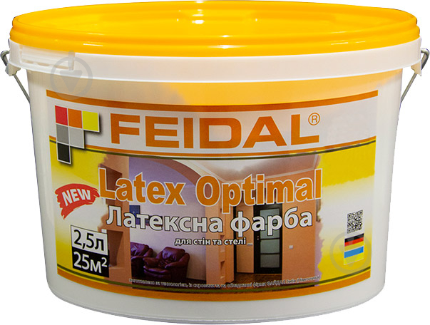 Краска латексная Feidal Latex Optimal мат белый 2,5 л - фото 1