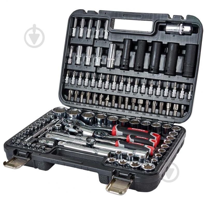 Набір головок Vitals 1/4″ и 1/2″ 111 предметів Master Impact + Superlock 1/2”(M)x1/4”(M) 111 шт. 186169 - фото 1
