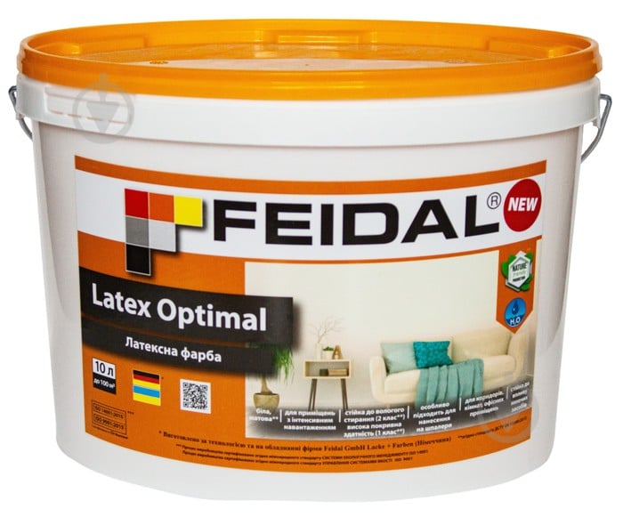 Фарба латексна Feidal Latex Optimal мат білий 10 л - фото 1