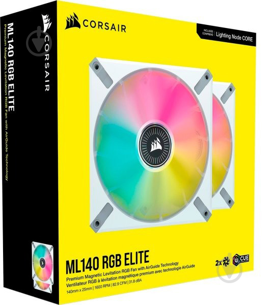 Корпусный кулер Corsair ML140 RGB Elite Premium Dual Pack White (CO-9050119-WW) - фото 6