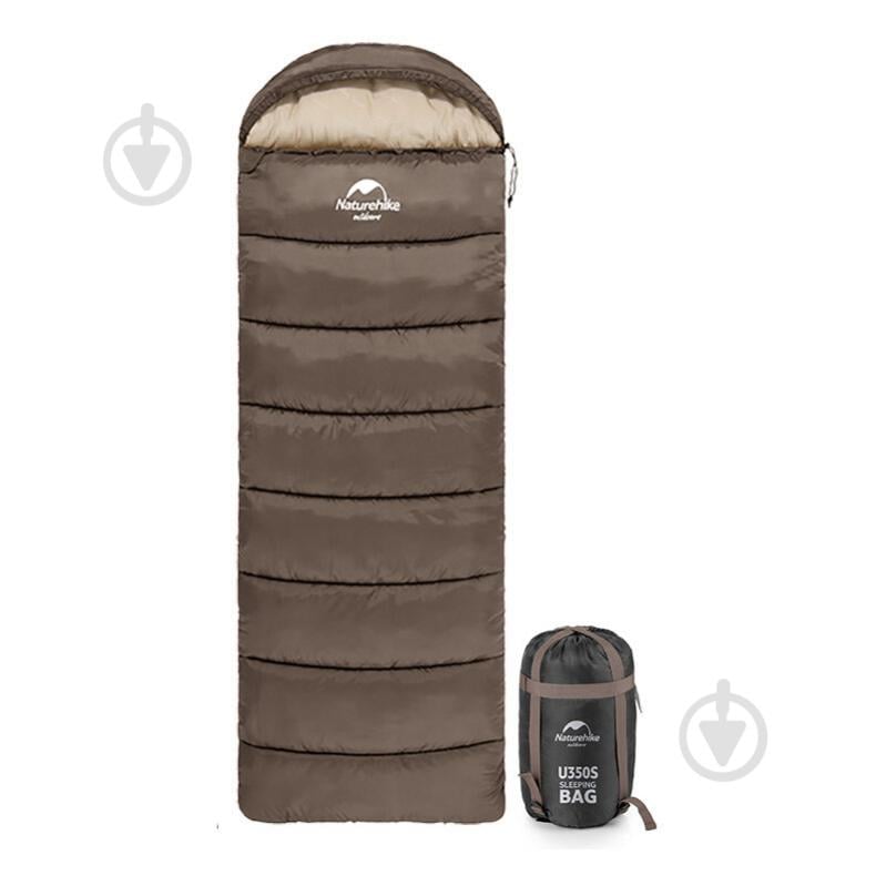 Спальний мішок Naturehike з капюшоном U350 NH20MSD07, лівий, коричневий (-13 до +3 ° C) - фото 3