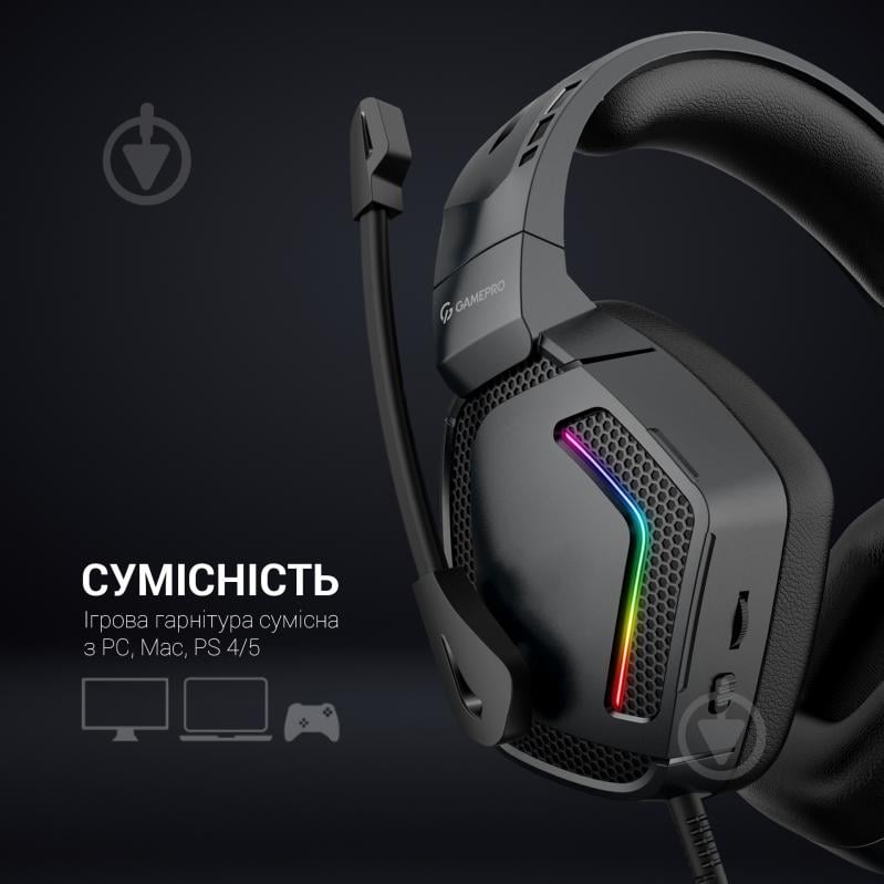 Гарнитура игровая GamePro HS605 RGB black (HS605) - фото 13