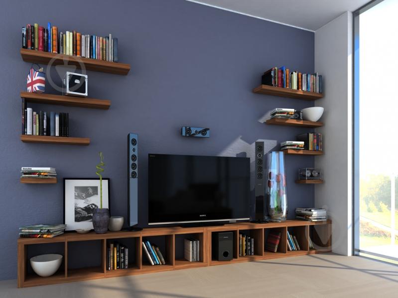 Полка Inteo Лайн под телевизор 1000x200x50 мм орех - фото 3 Полка Inteo Лайн под телевизор 1000x200x50 мм орех - фото 3