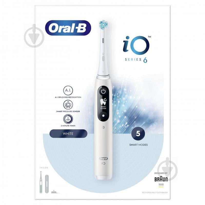 Електрична зубна щітка Oral-B iO Серія 6 біла - фото 3