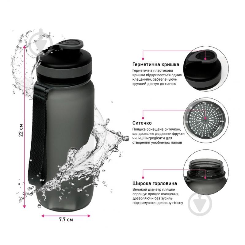 Пляшка для води Line Art Flores 650 мл чорна - фото 4 Пляшка для води Line Art Flores 650 мл чорна - фото 4