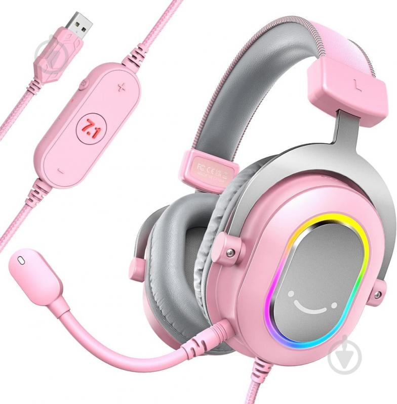 Гарнитура FIFINE Игровая с RGB подсветкой H6P pink (H6P) - фото 2