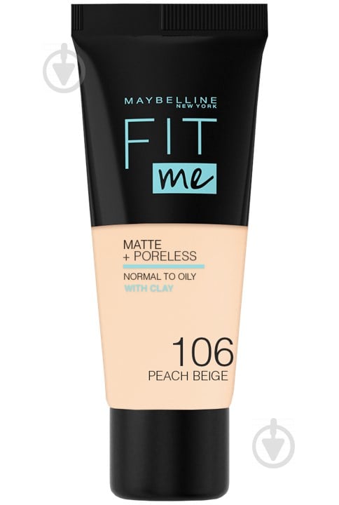 Крем тональный Maybelline New York Fit Me Matte and Poreless Foundation 106 Peach Beige 30 мл - фото 1