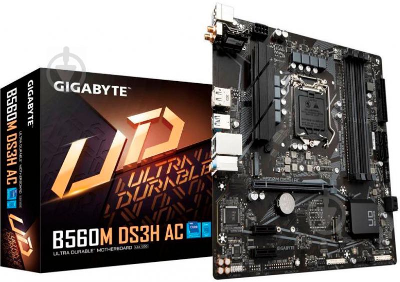 Материнська плата Gigabyte B560M DS3H AC (Socket 1200, Intel B560, mirco ATX) - фото 1