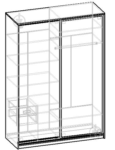 Шкаф-купе Балтик БЛ18 (полки+штанга+2ш) Вісент ДСП 1600x608x2300 мм артвуд светлый двери / ДСП/зеркало - фото 2