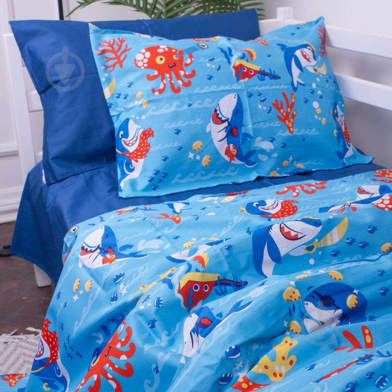 Комплект постільної білизни MirSon 143х210 см Kids Time 22-1314 Cerulean Сатин різнокольоровий - фото 2