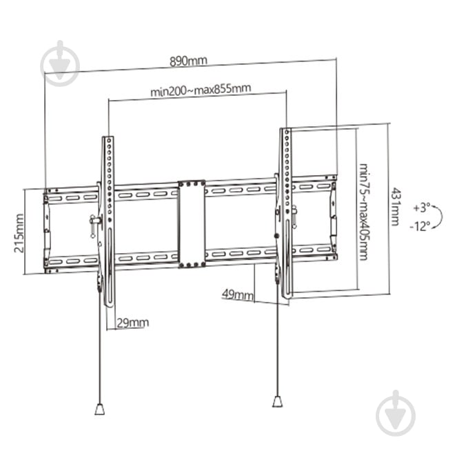 Крепление для телевизора Gembird WM-90T-01 наклонные 43"-90" черный - фото 2