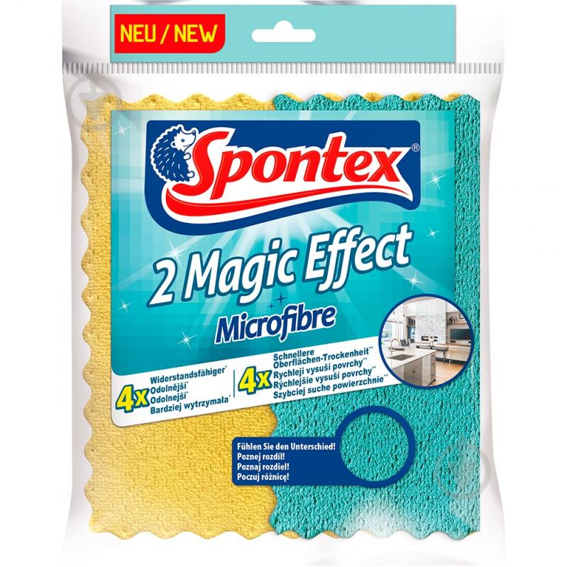 Серветка універсальна SPONTEX Magic effect 20,5х22 см 2 шт./уп. жовтий - фото 1