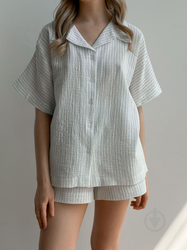 Комплект жіночий MISO сорочка і шорти р. L сіро-білий (15241) - фото 1 Комплект жіночий MISO сорочка і шорти р. L сіро-білий (15241) - фото 1