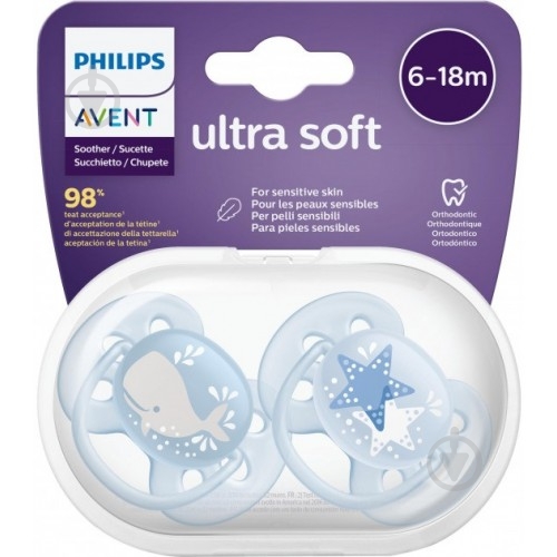 Набір пустушок Philips Avent Ultra soft SCF223/03 (6-18 міс.) 2 шт./уп. - фото 1