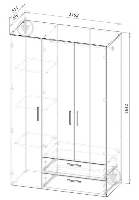 Шкаф гардеробный Doros Эктор 1812х1163х511 мм белый - фото 4