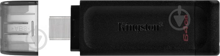 Флеш-пам'ять USB Kingston DT70 TYPE-C 64 ГБ USB 3.2 black (DT70/64GB) - фото 2