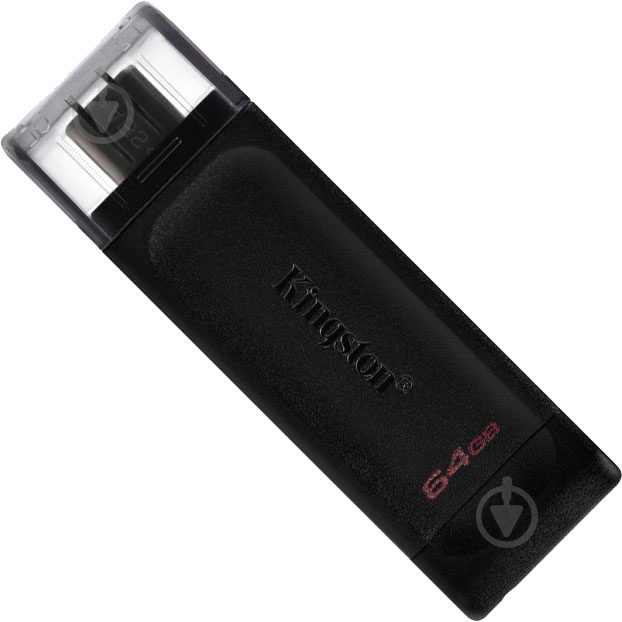 Флеш-память USB Kingston DT70 TYPE-C 64 ГБ USB 3.2 black (DT70/64GB) - фото 1