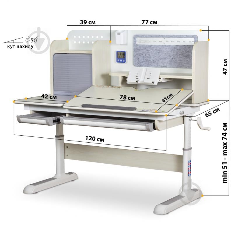 Комплект меблів дитячий Mealux Winnipeg PN MС + крісло Omega KP (BD-630 MG+PN+Y- 220 KP) - фото 6