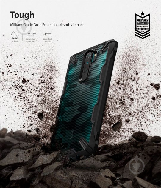 Чехол Ringke Fusion X Design Camo Black для Xiaomi Redmi Note 8 Pro - фото 6
